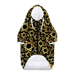 Black And Gold Star of David Print Dog Zip Up Hoodie