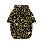 Black And Gold Star of David Print Dog Zip Up Hoodie
