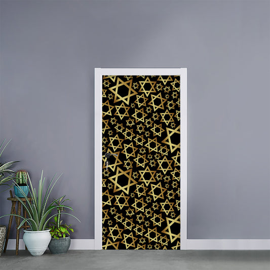 Black And Gold Star of David Print Door Sticker