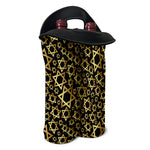 Black And Gold Star of David Print Double Neoprene Wine Tote