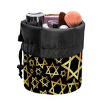 Black And Gold Star of David Print Drawstring Makeup Bag