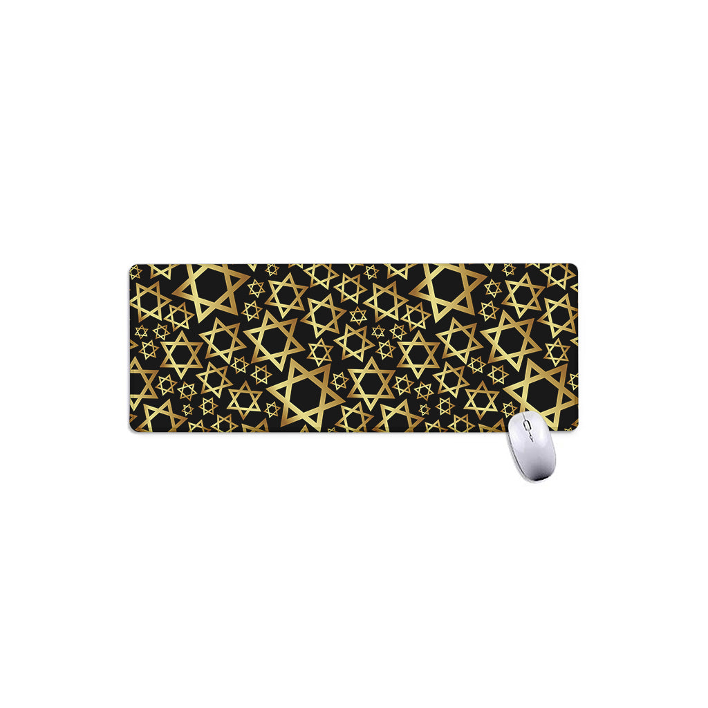Black And Gold Star of David Print Extended Mouse Pad