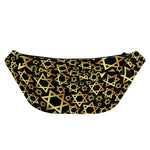 Black And Gold Star of David Print Fanny Pack