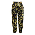 Black And Gold Star of David Print Fleece Lined Knit Pants