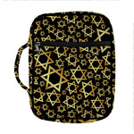 Black And Gold Star of David Print Front Pocket Bible Bag