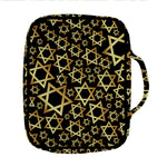 Black And Gold Star of David Print Front Pocket Bible Bag