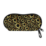 Black And Gold Star of David Print Glasses Case