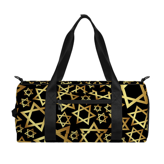 Black And Gold Star of David Print Gym Bag