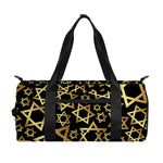 Black And Gold Star of David Print Gym Bag