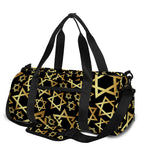 Black And Gold Star of David Print Gym Bag