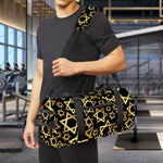 Black And Gold Star of David Print Gym Bag