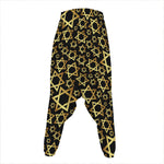 Black And Gold Star of David Print Hammer Pants