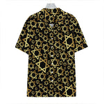 Black And Gold Star of David Print Hawaiian Shirt
