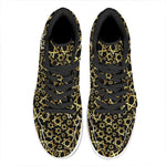 Black And Gold Star of David Print High Top Leather Sneakers