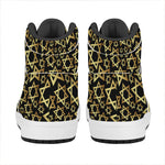 Black And Gold Star of David Print High Top Leather Sneakers