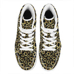 Black And Gold Star of David Print High Top Leather Sneakers
