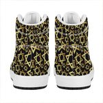Black And Gold Star of David Print High Top Leather Sneakers