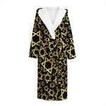 Black And Gold Star of David Print Hooded Bathrobe