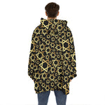 Black And Gold Star of David Print Hoodie Blanket
