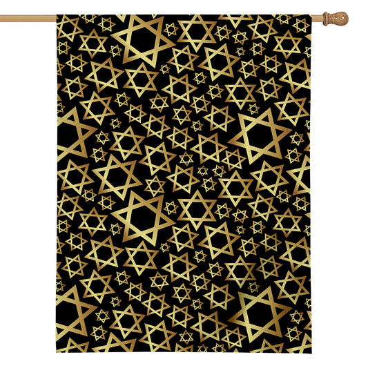 Black And Gold Star of David Print House Flag