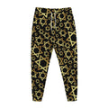 Black And Gold Star of David Print Jogger Pants