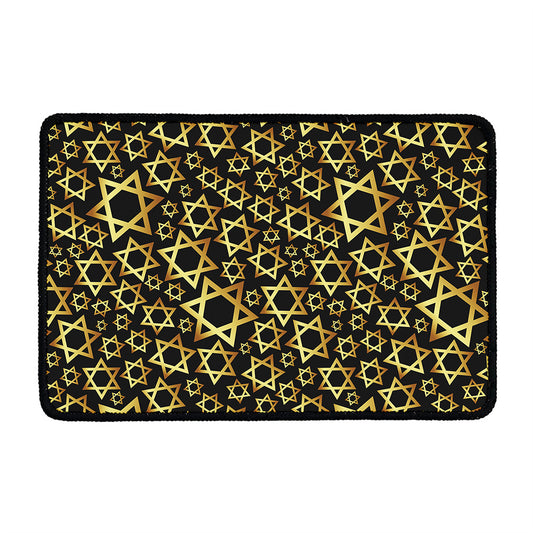 Black And Gold Star of David Print Kitchen Mat