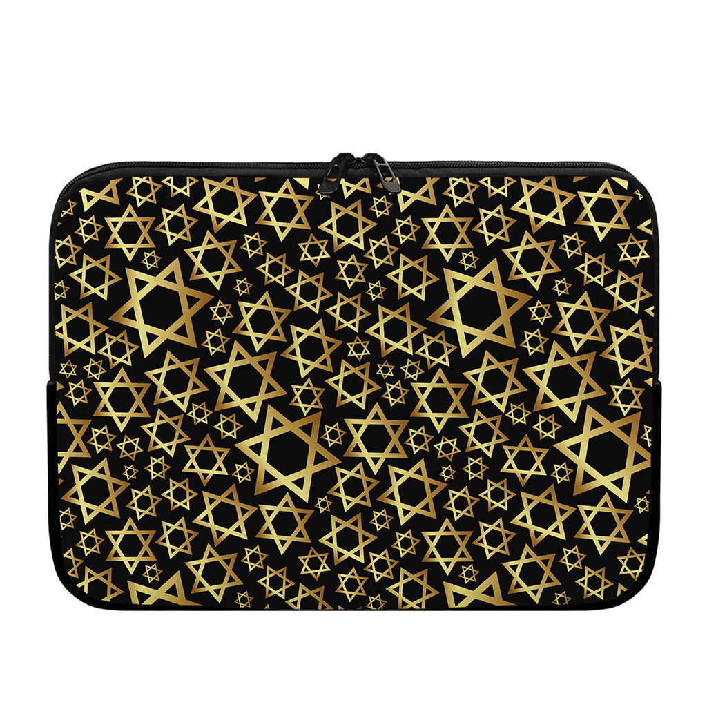 Black And Gold Star of David Print Laptop Sleeve