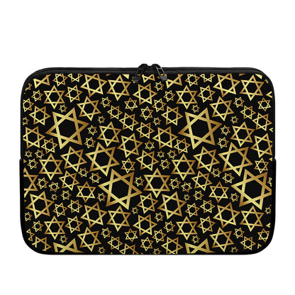 Black And Gold Star of David Print Laptop Sleeve