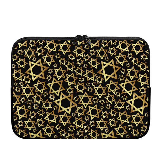 Black And Gold Star of David Print Laptop Sleeve