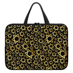 Black And Gold Star of David Print Laptop Sleeve With Handle