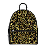 Black And Gold Star of David Print Leather Backpack
