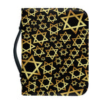 Black And Gold Star of David Print Leather Bible Cover