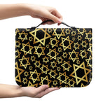 Black And Gold Star of David Print Leather Bible Cover