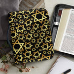 Black And Gold Star of David Print Leather Bible Cover