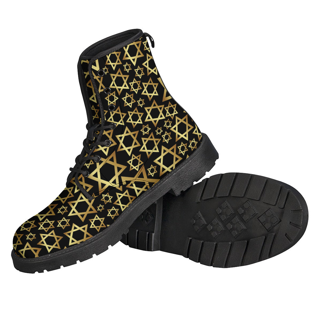 Black And Gold Star of David Print Backpack