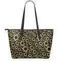 Black And Gold Star of David Print Leather Tote Bag With Zipper