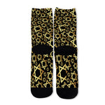 Black And Gold Star of David Print Long Socks
