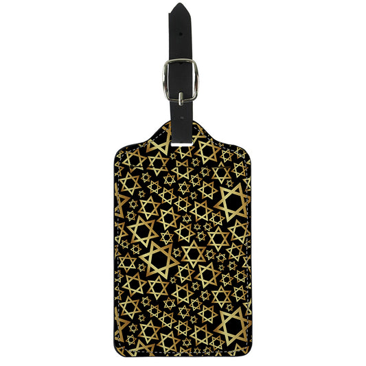 Black And Gold Star of David Print Luggage Tag