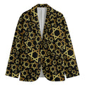 Black And Gold Star of David Print Men's Blazer