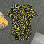 Black And Gold Star of David Print Men's Bodysuit