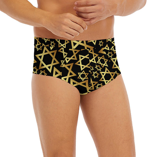 Black And Gold Star of David Print Men's Briefs