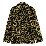 Black And Gold Star of David Print Men's Cotton Blazer