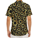 Black And Gold Star of David Print Men's Deep V-Neck Shirt