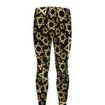 Black And Gold Star of David Print Men's leggings