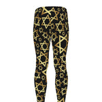 Black And Gold Star of David Print Men's leggings