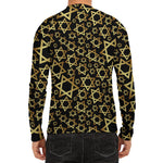Black And Gold Star of David Print Men's Long Sleeve Rash Guard