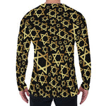 Black And Gold Star of David Print Men's Long Sleeve T-Shirt