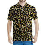 Black And Gold Star of David Print Men's Polo Shirt