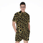 Black And Gold Star of David Print Men's Rompers