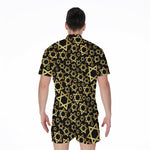 Black And Gold Star of David Print Men's Rompers